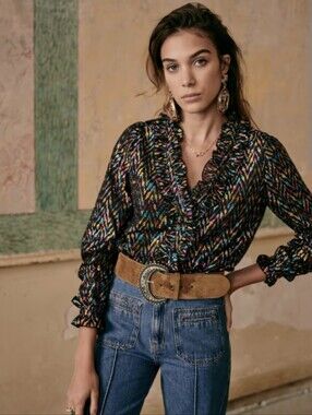 Sezane Kelly Blouse Multi Color 34 NWT